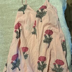 Pink Chicken Mini Dress with Floral Design